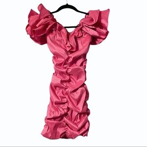 Oh Polly | Dresses | Oh Polly Dreaming Out Loud Bardot Ruffle Mini Dress In  Hot Pink | Poshmark